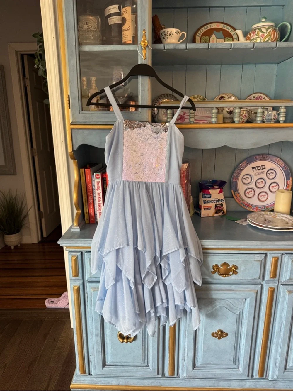 Justice Light Blue Girls' Party Dress with Sequined Bodice